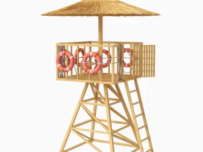 Beach Lifeguard-tower with lifeboy 3D model
