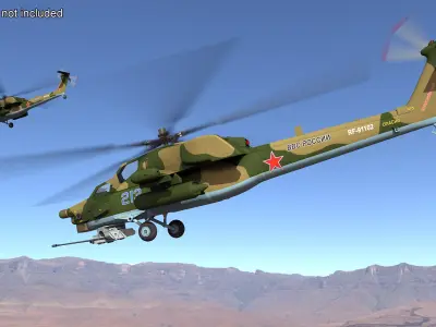  Combat Helicopter Mi-28 Rigged for Maya 