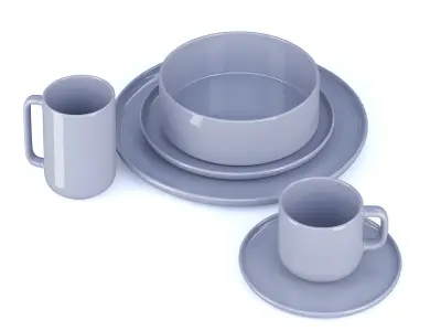 Blue Tableware Set 3D model
