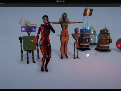 Robots Pack Low-poly 3D model