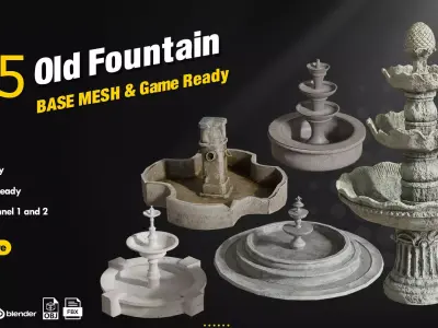15 Old Fountain Vol1 Low-poly 3D model