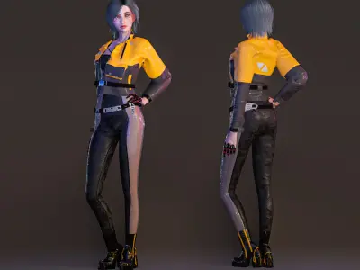 Cyberpunk Girl - Game Ready Low-poly 3D model