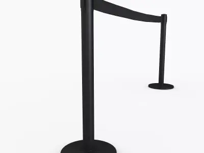 3D Airport Stanchions Black Long 3D model
