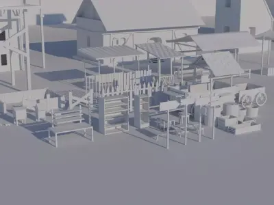Medieval small town pack Free 3D model
