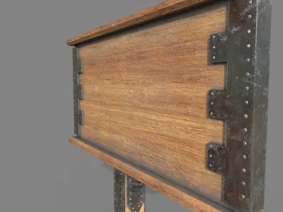 Wooden Billboard PBR Low-poly 3D model