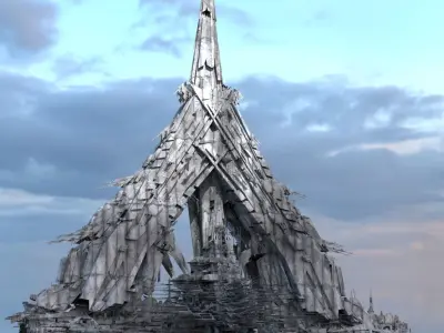 Tefnut Goddess pyramid structure Low-poly 3D model