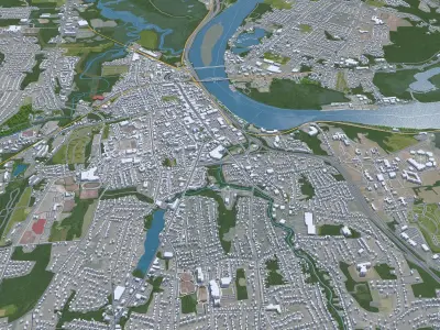 Middletown Connecticut USA 15km Low-poly 3D model
