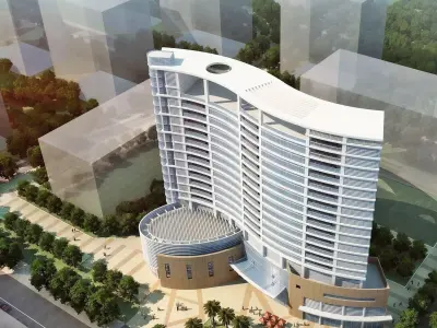 Modern Hotel Tower Exterior 3D model