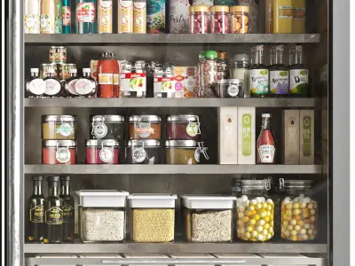 Showcase in a supermarket with fruits vegetables and spices 3D model