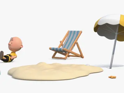  Cartoon Character Lounging in Beach 