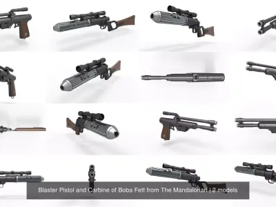 Blaster Pistol and Carbine of Boba Fett from The Mandalorian 3D Model Pack