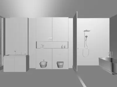 Modern main bathroom WC shower room 3D model