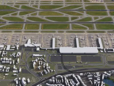 Chongqing - Jiangbei 3D Airport  Low-poly 3D model