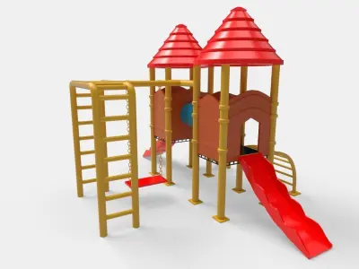 Swing Set playground Low-poly 3D model