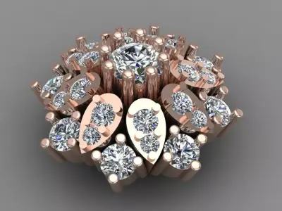 Rose Gold Diamond Women Earring 3D print Model 3D print model 26