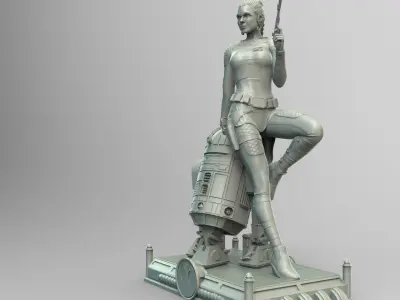 Princess Leia and R2D2 3D print model