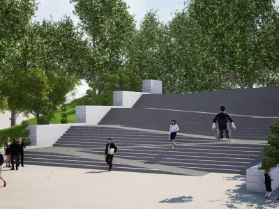 STAIR AND RAMP Low-poly 3D model