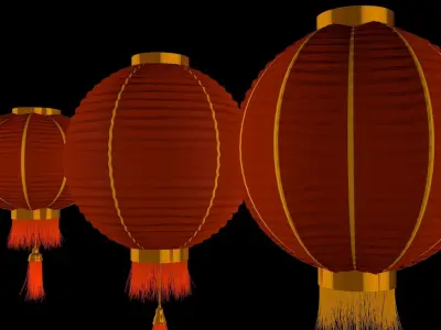 Chinese red lanterns 3D model