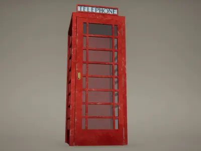 Phone Booth Low Poly Game Ready  Low-poly 3D model