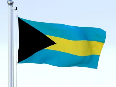 Animated Bahamas Flag Low-poly 3D model
