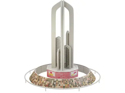 TM Chowk Roundabout - Medium Poly Game-Ready 3D Model Low-poly 3D model