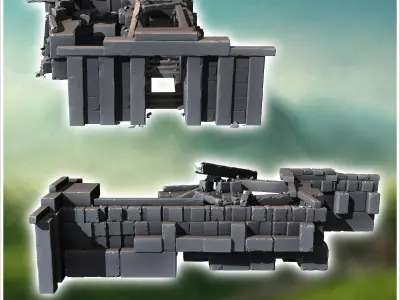 Ruin of stone building with wooden beams 13 - Modern WW2 WW1 Wor 3D print model