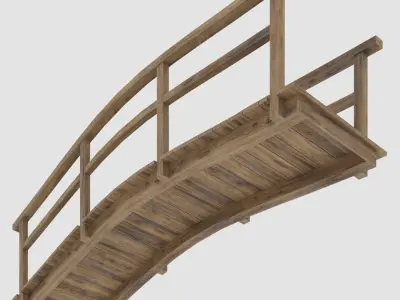 Footbridge wooden bridge Low-poly 3D model