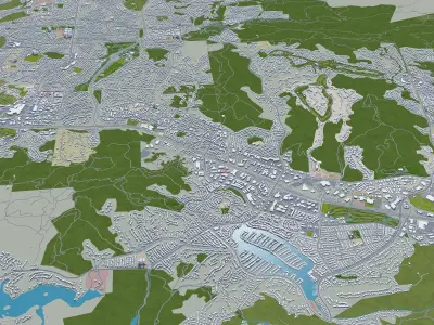 Thousand Oaks California USA 40km Low-poly 3D model