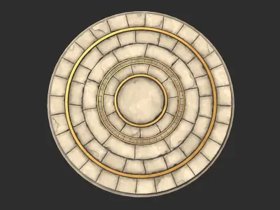 Stylized Stone Floor Circle Low-poly 3D model