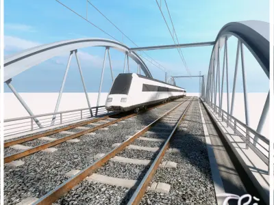 2 IRON RAILWAY BRIDGE 3D model