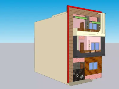 South Asian Style Home Residential Design 3D Printable Low-poly 3D model