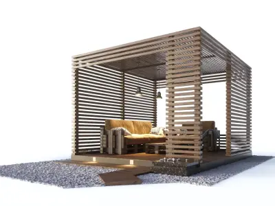 Loft style wooden arbor 3D model