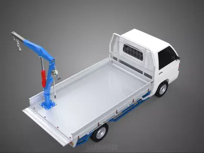 TRUCK PICKUP REAR GATE TAILGATE FOLDING CRANE HAND CRANK WINCH 3D model