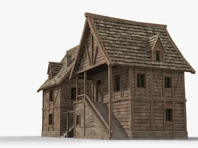 Medieval house x1 Low-poly 3D model