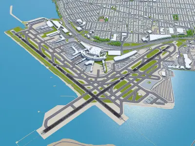 New York LaGuardia Airport 8km Low-poly 3D model