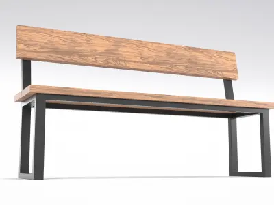 Street Bench 02 Low-poly 3D model
