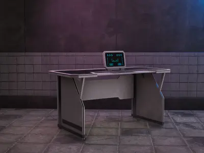 Cyberpunk Laundry Room Table Game-Ready Low-poly 3D model