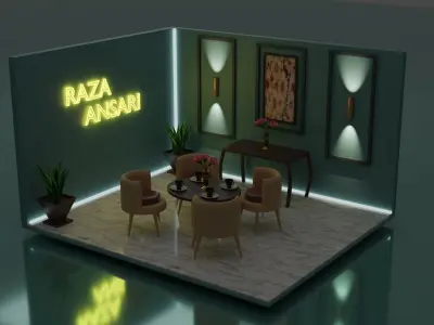 3D Sitting room apartment interior OR Drying Room modeling   3D model