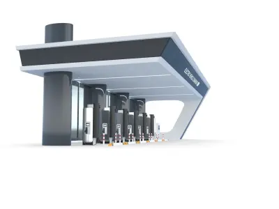 Electric Vehicle Charging Station 3D Model - PBR  8K Textures Low-poly 3D model