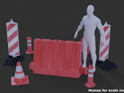Road Construction Asset Pack Low-poly 3D model