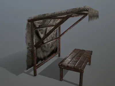 market  bench Low-poly 3D model