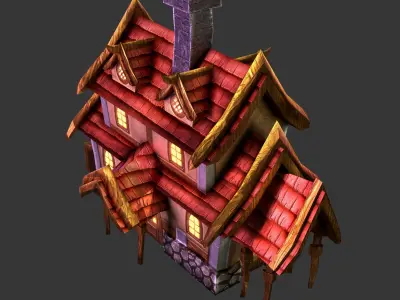 House in fantasy setting Low-poly 3D model