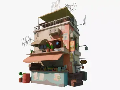 Cartoon Stylized House 01 Low-poly 3D model