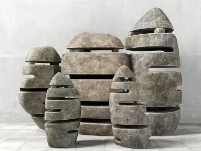 Stone street light decor 3D model