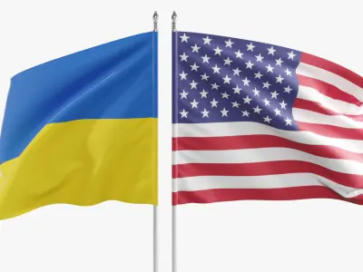 Flag USA Ukraine Support 3D model