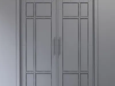 Double white interior glass door 3D model