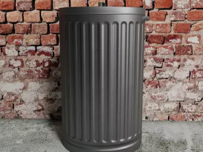 Trash Can Low-poly 3D model