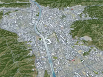 Zhangjiakou Hebei China 50km Low-poly 3D model