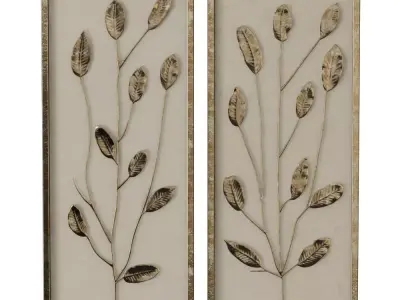 Gold Leaf and Linen Panels Artwork 3D model