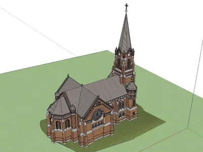 Architecture-Religion-God-Culture-Temple-061 church with steeple 3D model
